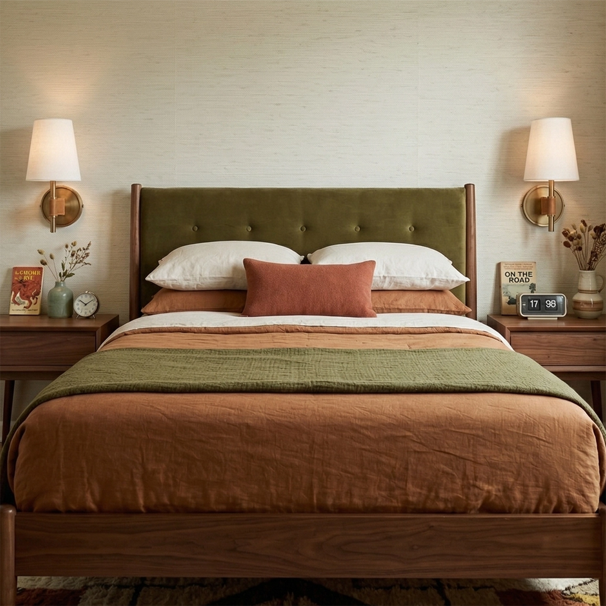 Hastings Wall Light – Beige Leather and Aged Brass, Dimmable