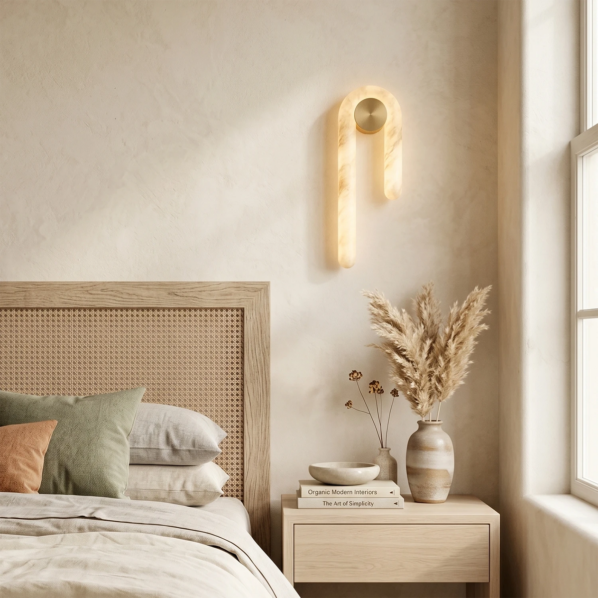Juno Wall Light – White Alabaster – Diffused Light, E27 (ES) Cap, H 60cm