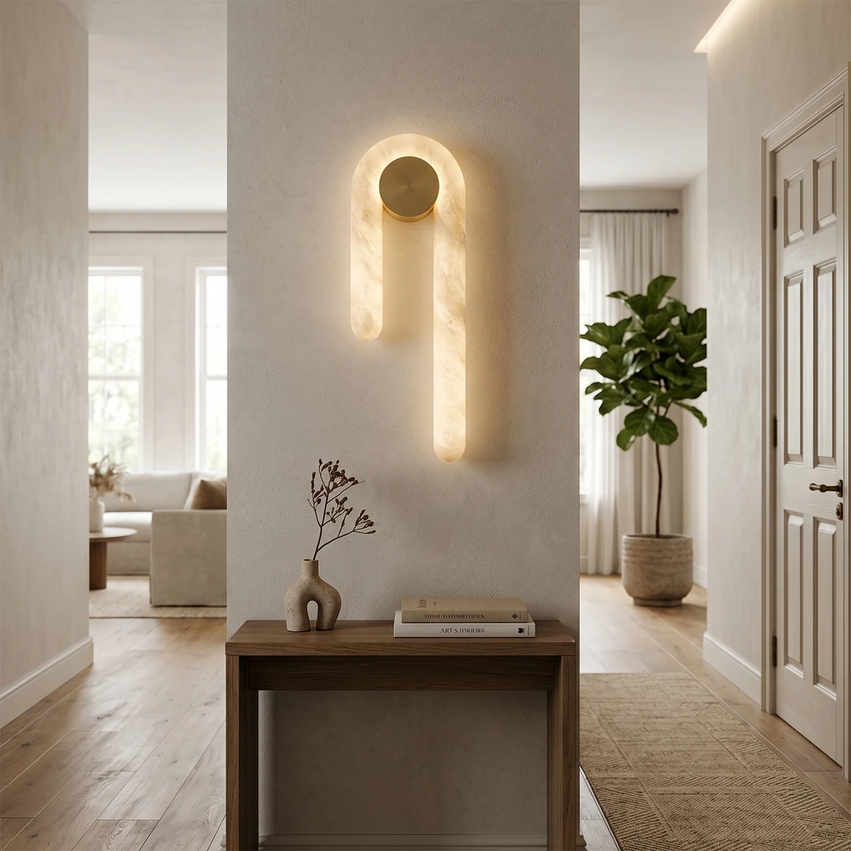 Juno Wall Light – White Alabaster – Diffused Light, E27 (ES) Cap, H 60cm