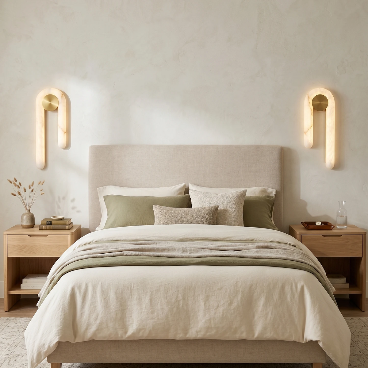 Juno Wall Light – White Alabaster – Diffused Light, E27 (ES) Cap, H 60cm