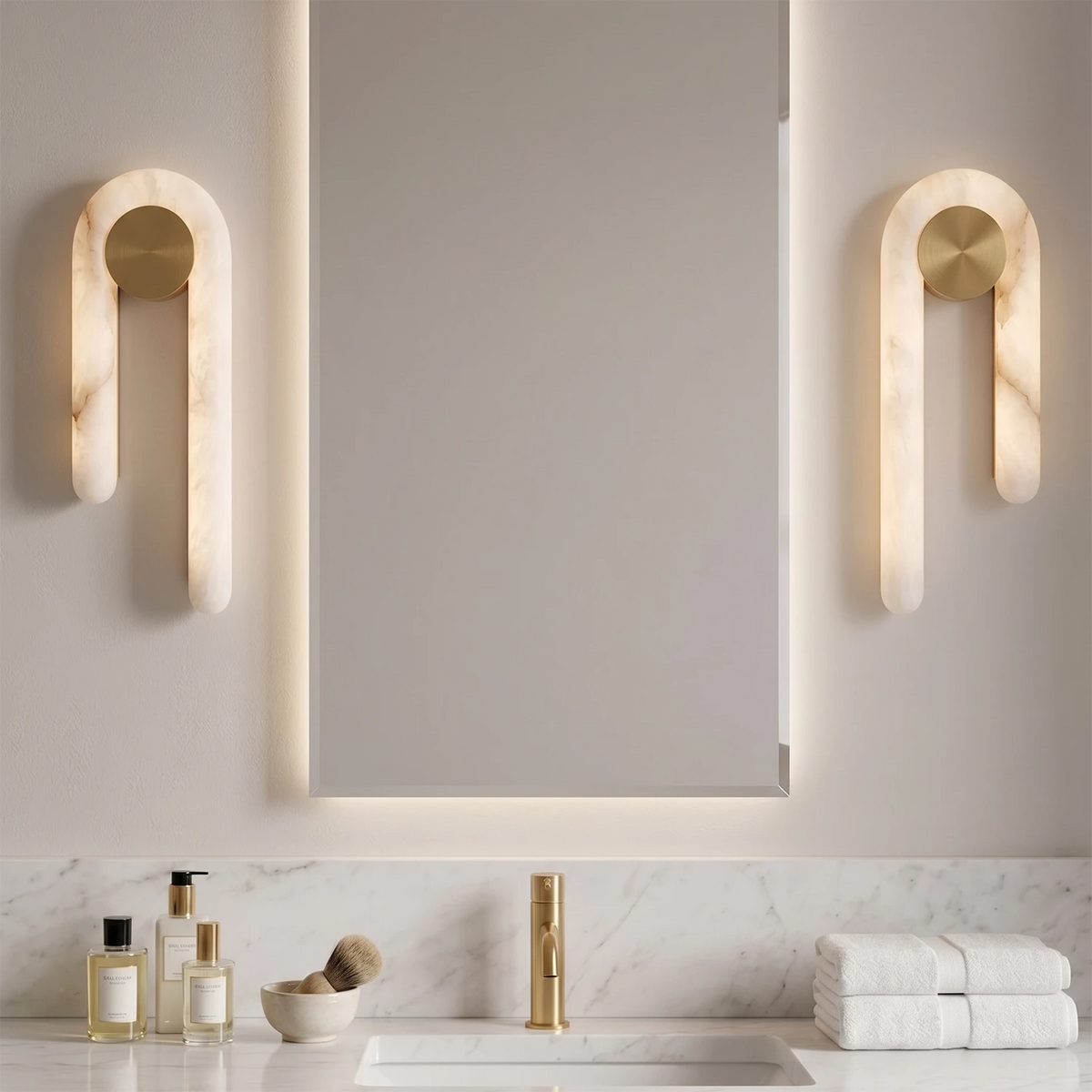 Juno Wall Light – White Alabaster – Diffused Light, E27 (ES) Cap, H 60cm
