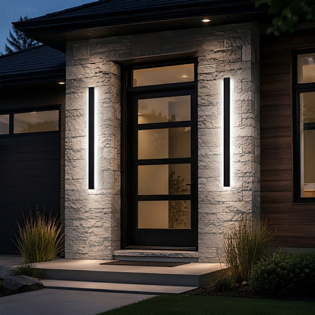 Long Linear Outdoor Wall Light – Black Aluminium, IP65, 485lm, L 30 to 150cm