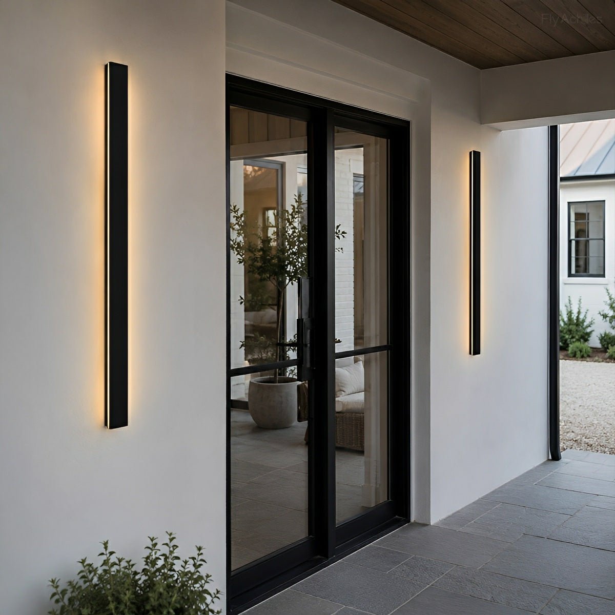 Long Linear Outdoor Wall Light – Black Aluminium, IP65, 485lm, L 30 to 150cm