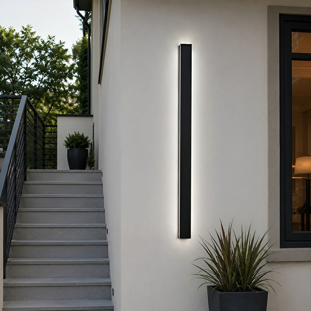 Long Linear Outdoor Wall Light – Black Aluminium, IP65, 485lm, L 30 to 150cm