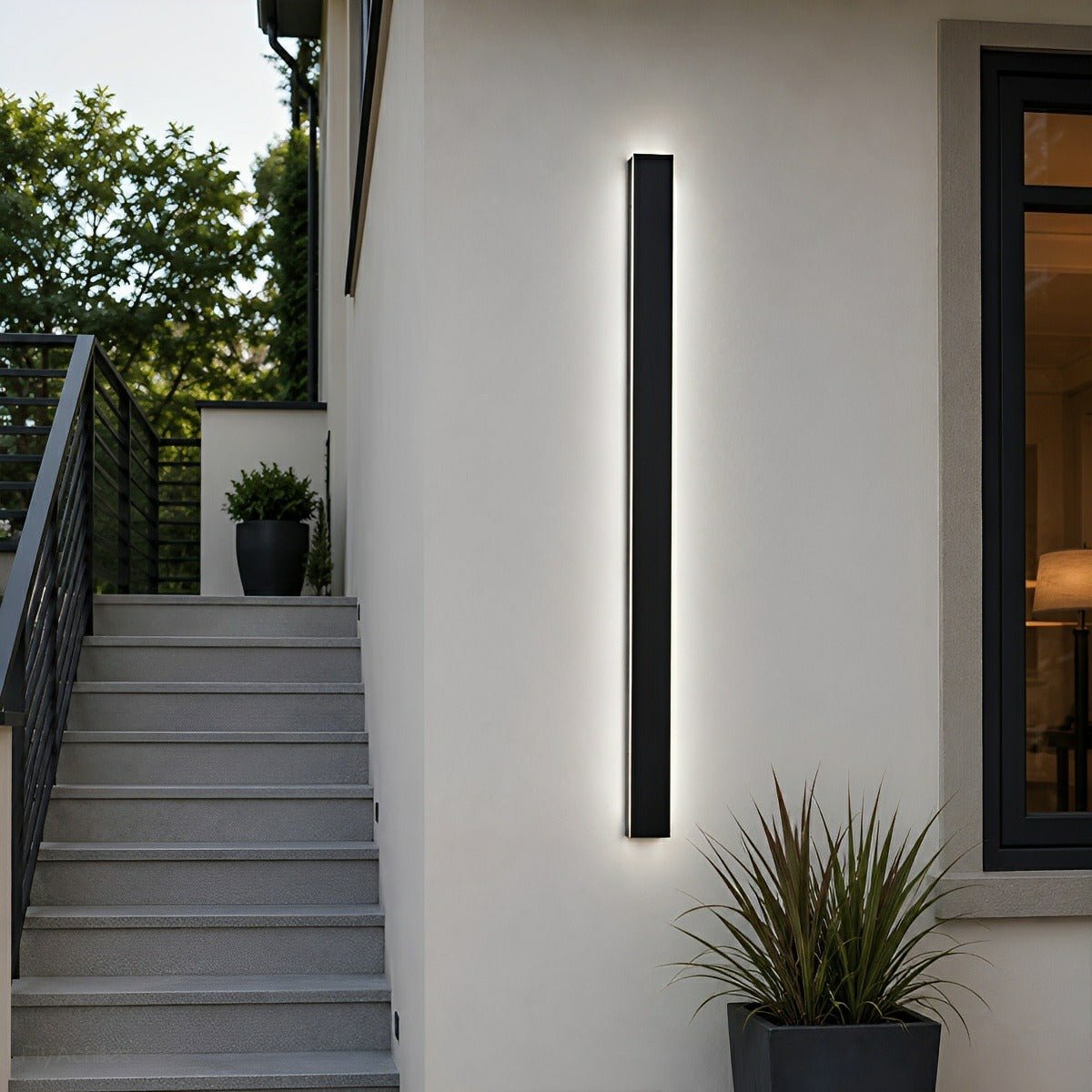 Long Linear Outdoor Wall Light – Black Aluminium, IP65, 485lm, L 30 to 150cm