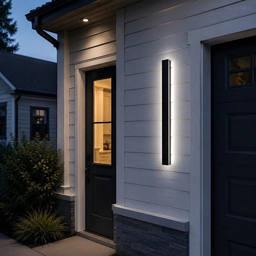 Long Linear Outdoor Wall Light – Black Aluminium, IP65, 485lm, L 30 to 150cm