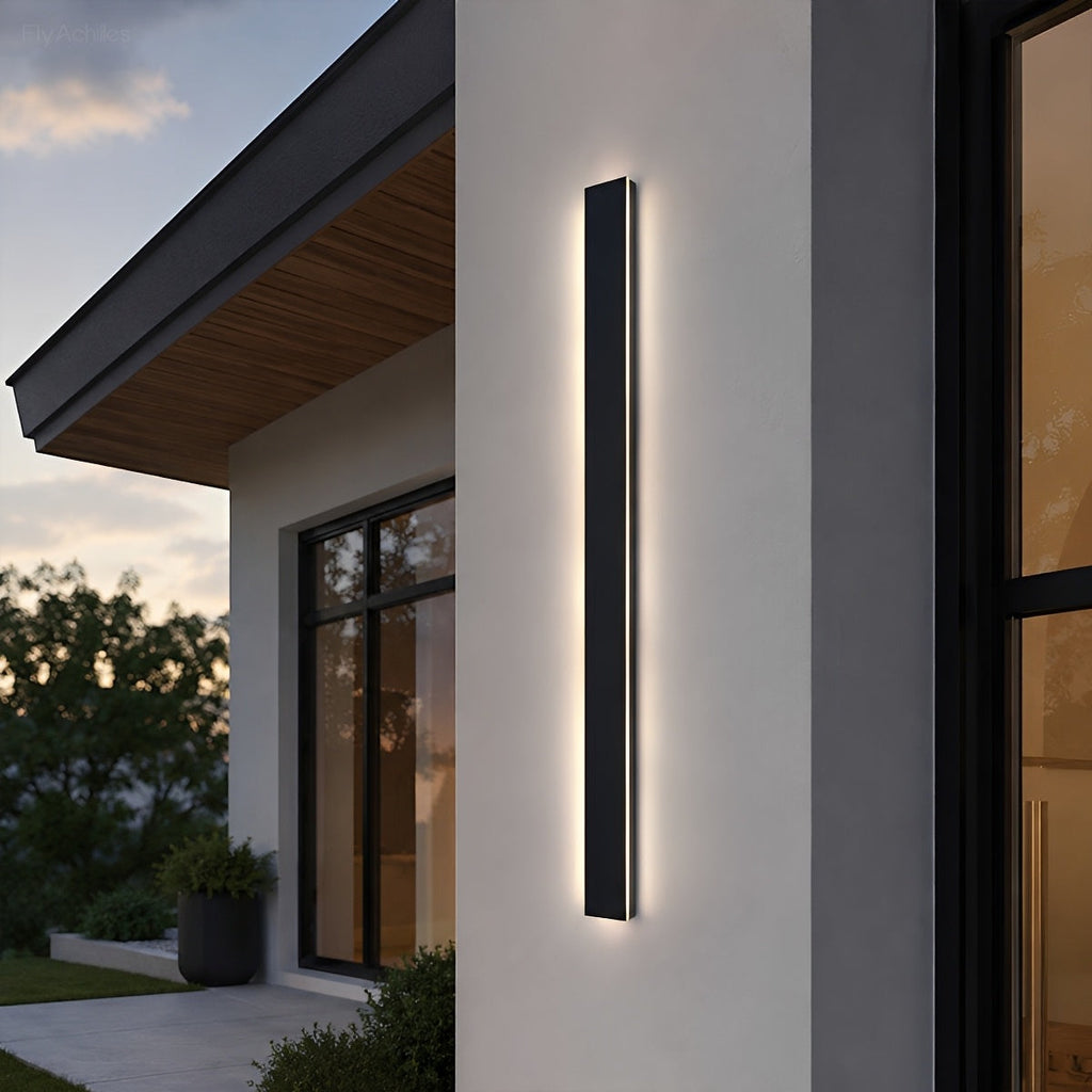 Long Linear Outdoor Wall Light – Black Aluminium, IP65, 485lm, L 30 to 150cm