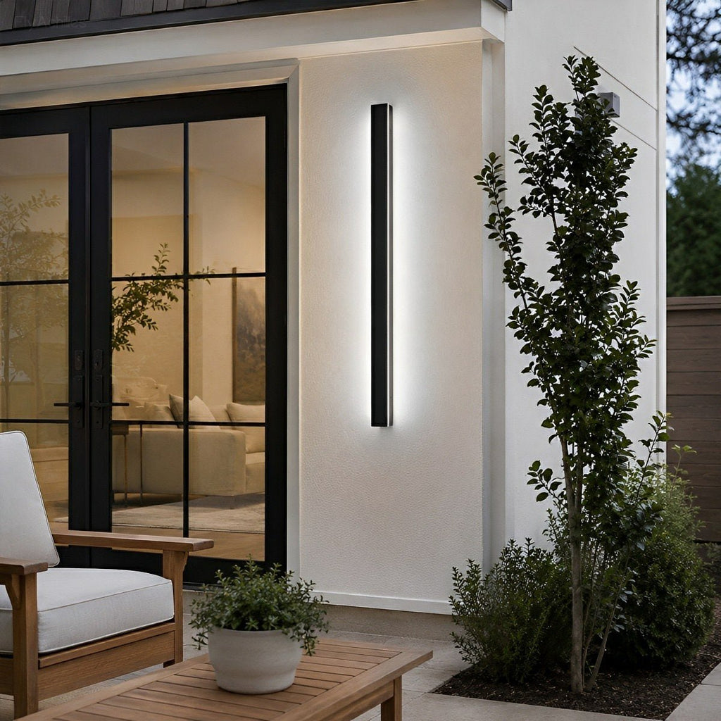Long Linear Outdoor Wall Light – Black Aluminium, IP65, 485lm, L 30 to 150cm