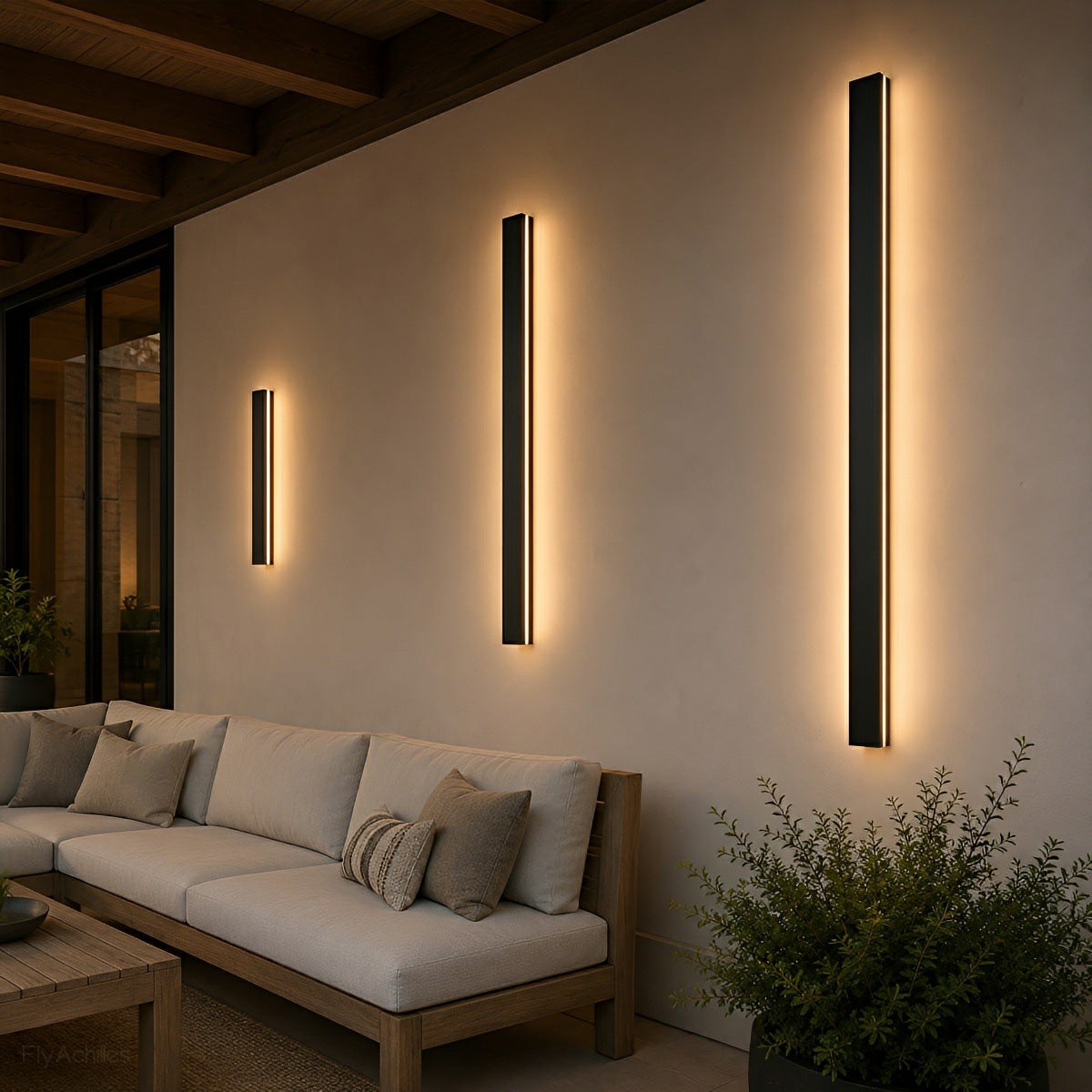 Long Linear Outdoor Wall Light – Black Aluminium, IP65, 485lm, L 30 to 150cm