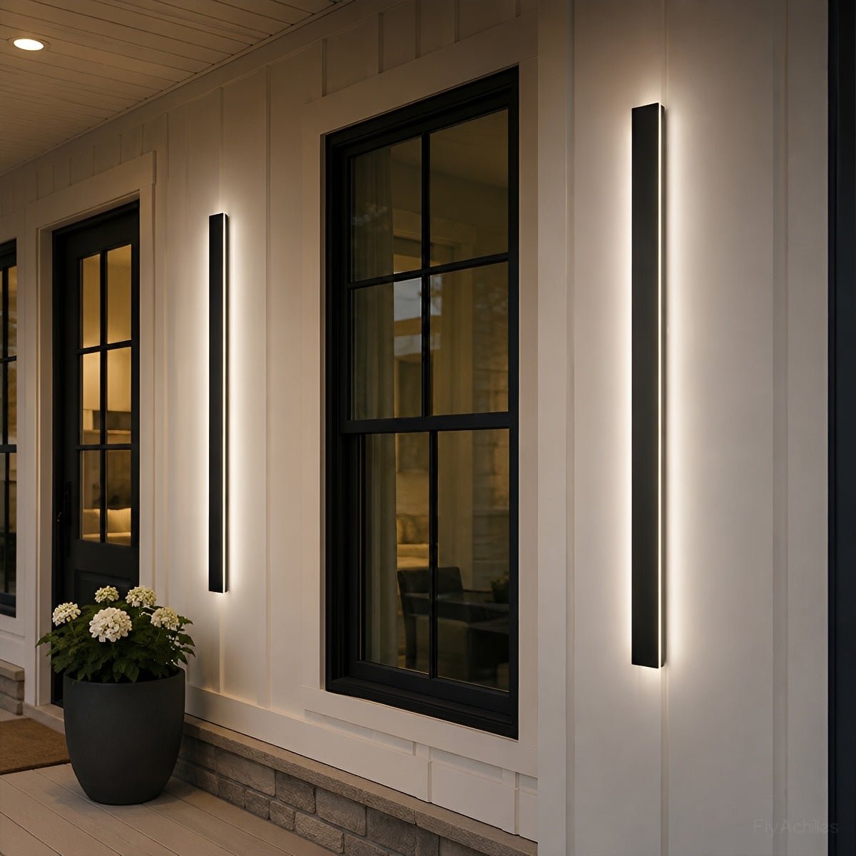 Long Linear Outdoor Wall Light – Black Aluminium, IP65, 485lm, L 30 to 150cm