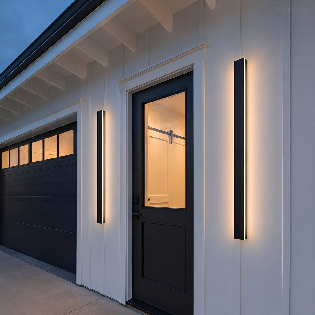 Long Linear Outdoor Wall Light – Black Aluminium, IP65, 485lm, L 30 to 150cm