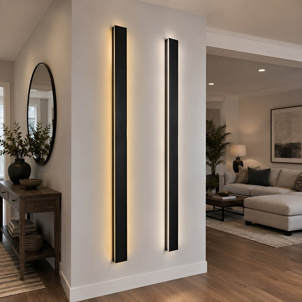 Long Linear Outdoor Wall Light – Black Aluminium, IP65, 485lm, L 30 to 150cm