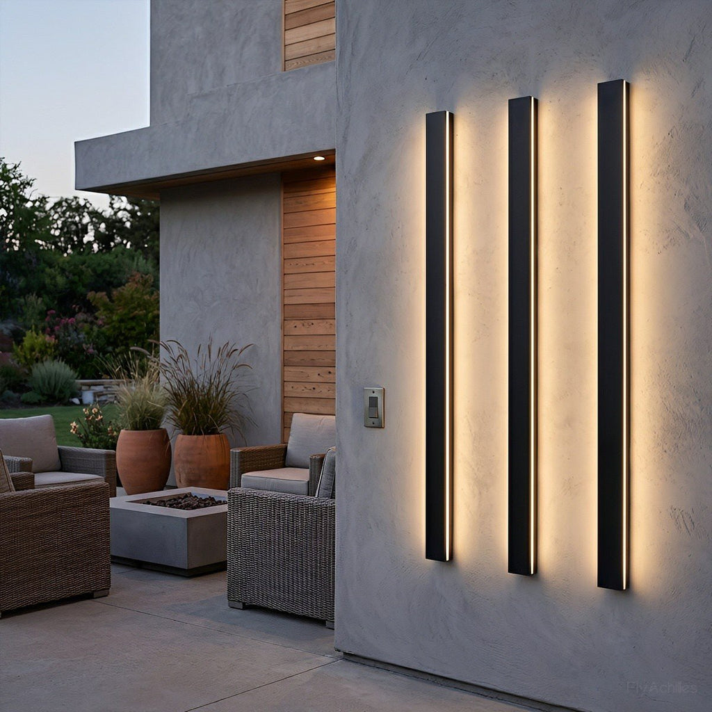Long Linear Outdoor Wall Light – Black Aluminium, IP65, 485lm, L 30 to 150cm