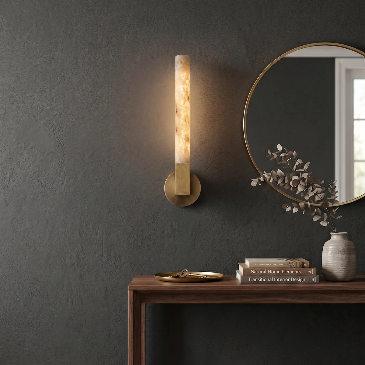 Ondine Wall Light – White Alabaster and Brass, E27 (ES) Cap