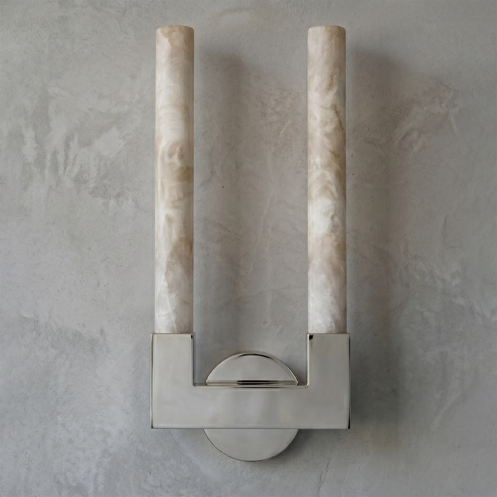 Ondine Wall Light – White Alabaster and Brass, E27 (ES) Cap