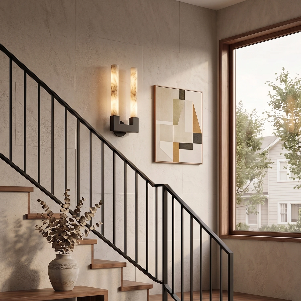 Ondine Wall Light – White Alabaster and Brass, E27 (ES) Cap