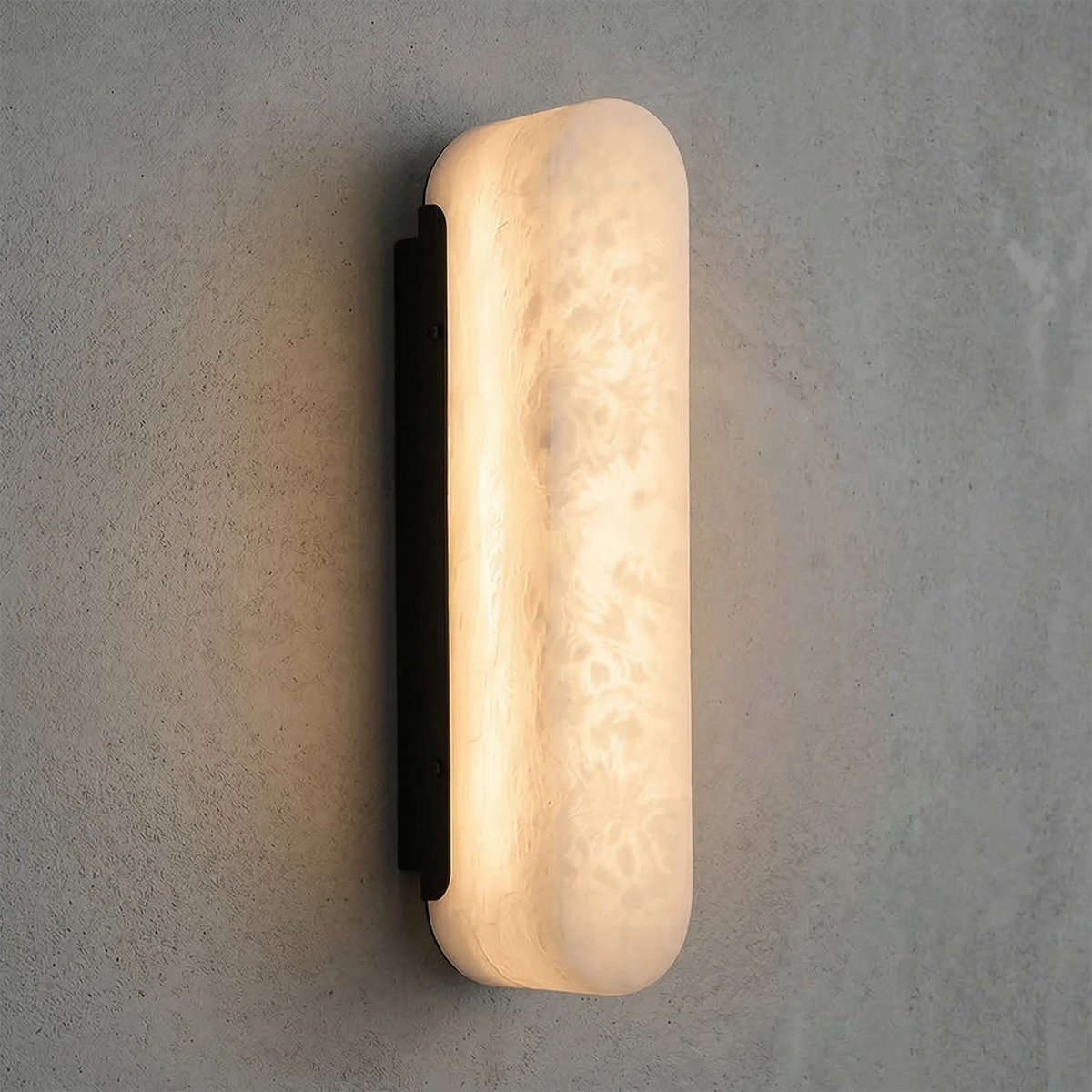 Ondine Alabaster Wall Light – Matt Black Brass Base, E27