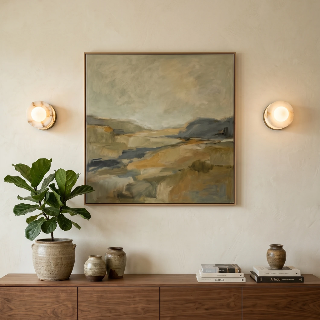 Sphere Wall Light – Spanish Alabaster and Brass, G9 Cap