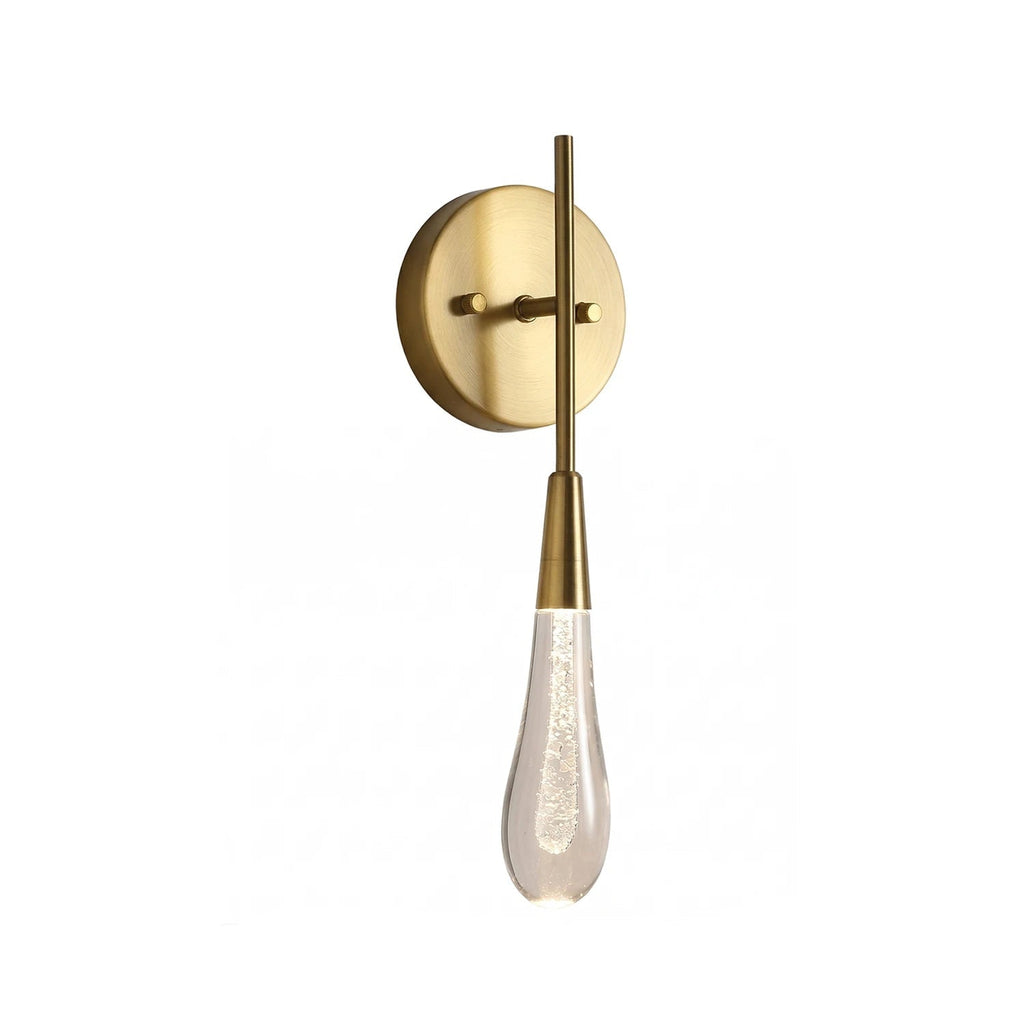 Raindrop wall light in blown glass and brushed metal