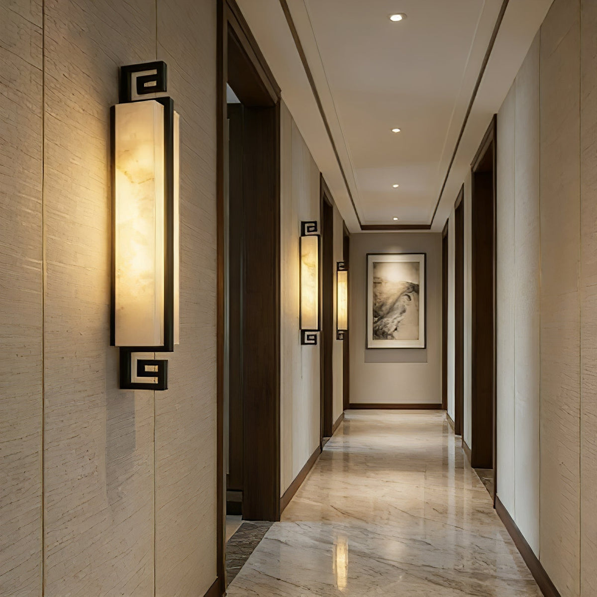 Solene Vertical Wall Light – Brass and Alabaster, E14 (SES) Cap
