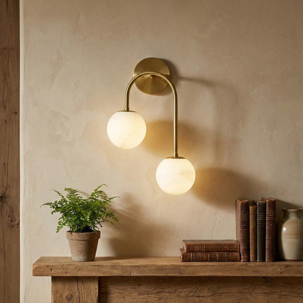 Ulysse Wall Light – White Natural Alabaster – Soft Light, G9 Cap, Dia. 30cm