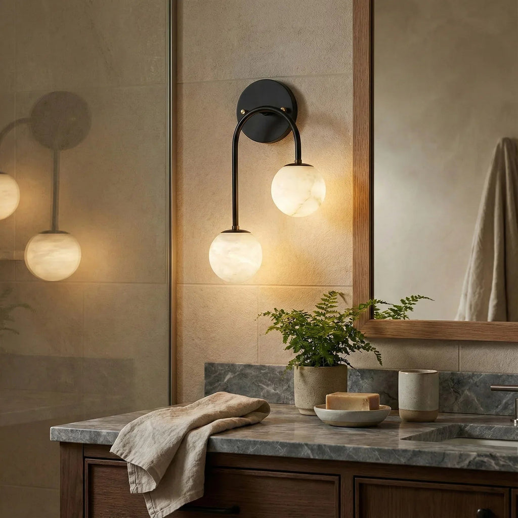 Ulysse Wall Light – White Natural Alabaster – Soft Light, G9 Cap, Dia. 30cm