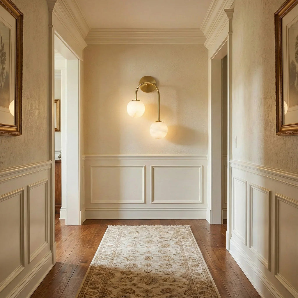 Ulysse Wall Light – White Natural Alabaster – Soft Light, G9 Cap, Dia. 30cm