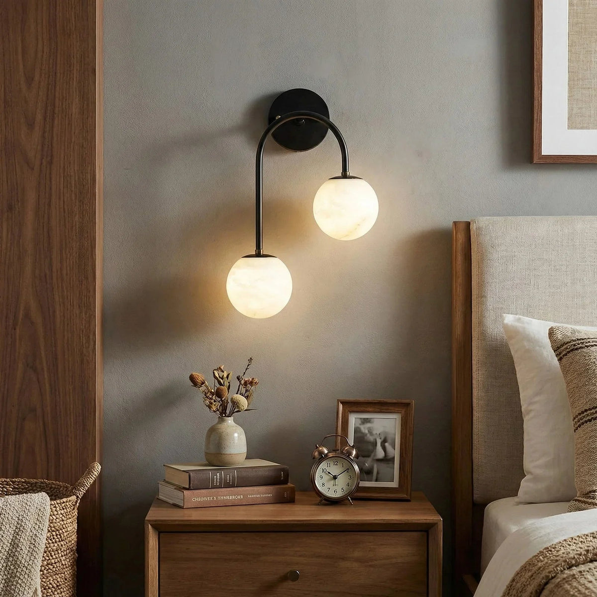 Ulysse Wall Light – White Natural Alabaster – Soft Light, G9 Cap, Dia. 30cm