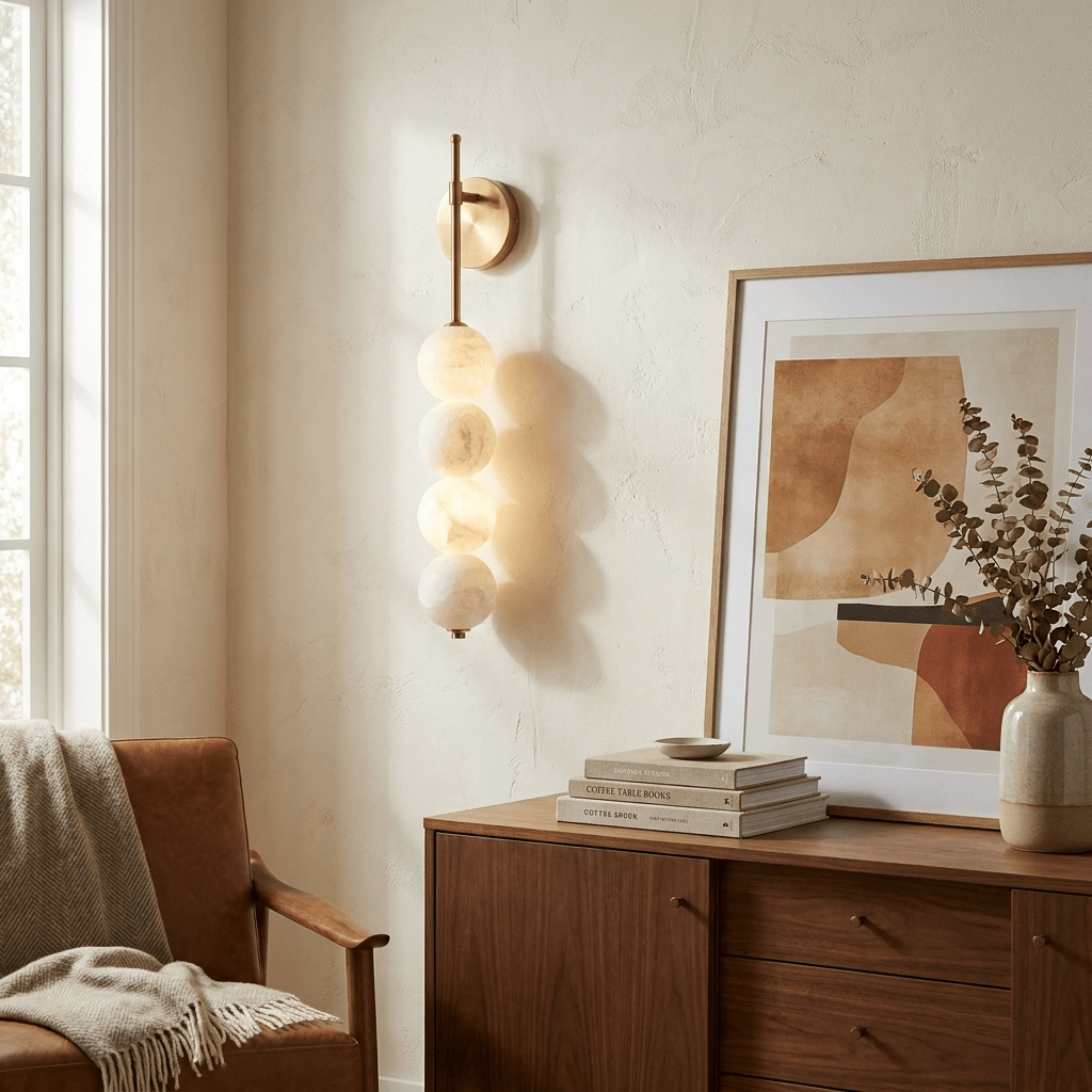 Aurelle four-globe natural alabaster wall light — image 2