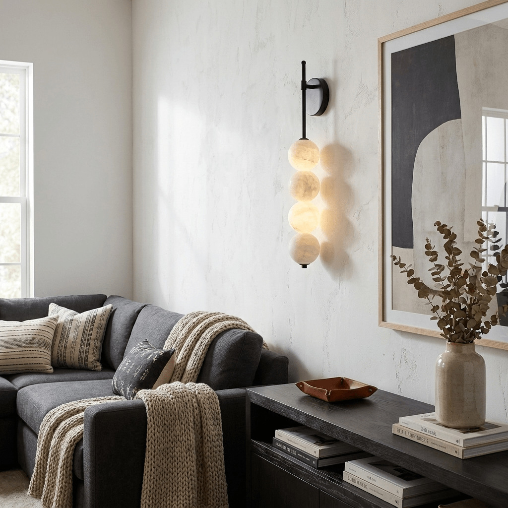 Aurelle four-globe natural alabaster wall light — image 7