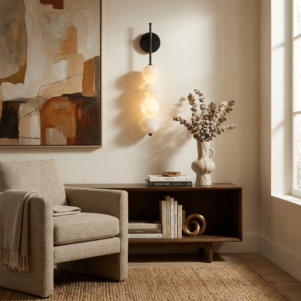 Aurelle four-globe natural alabaster wall light — image 5