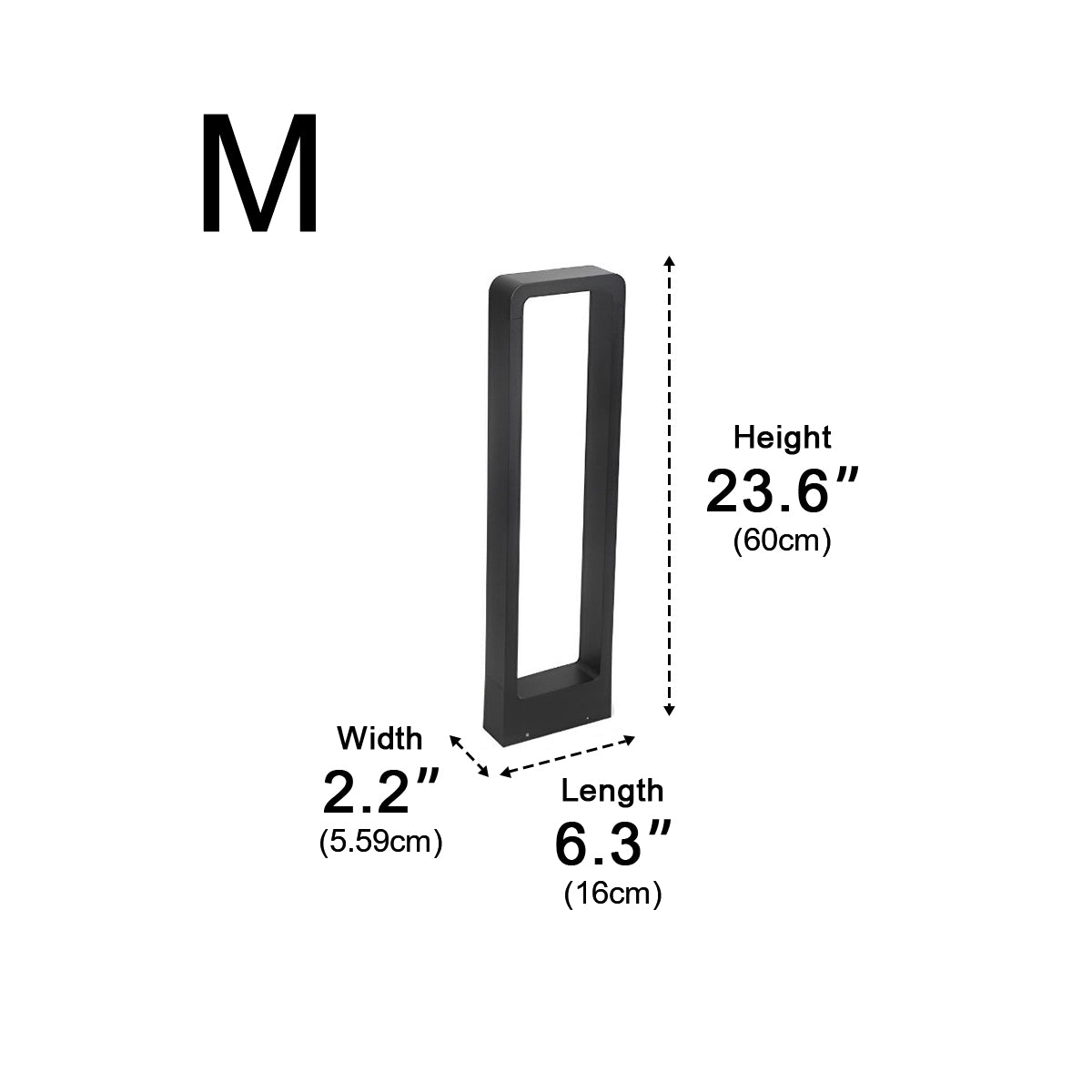 Parth Bollard Light – Black Aluminium, IP65, LED, H 30 to 80cm