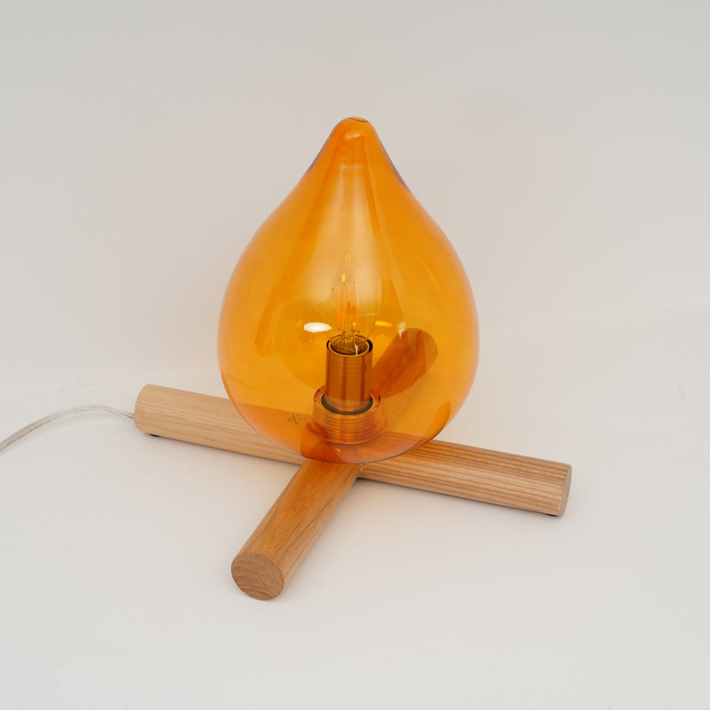 Flame-Effect Glass Table Lamp – Wooden Cross Base – View 24