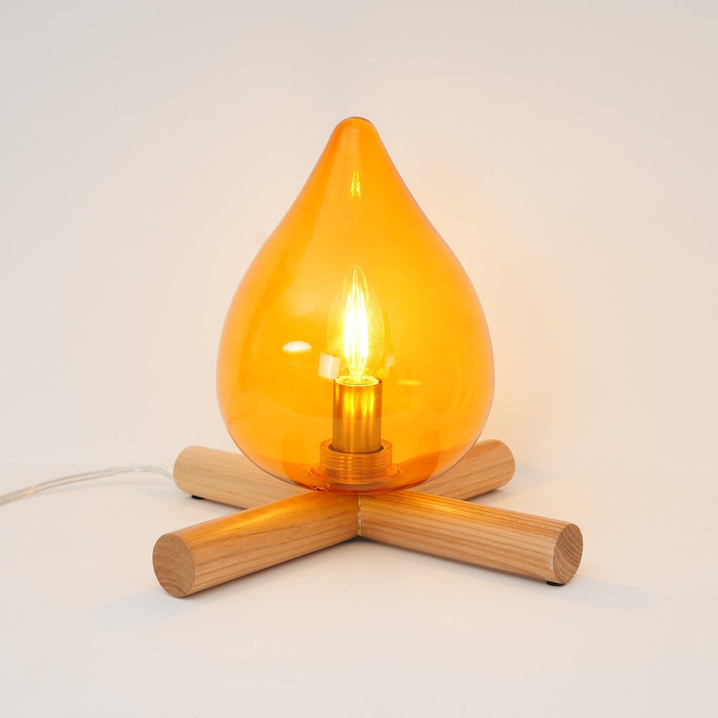 Flame-Effect Glass Table Lamp – Wooden Cross Base – View 26