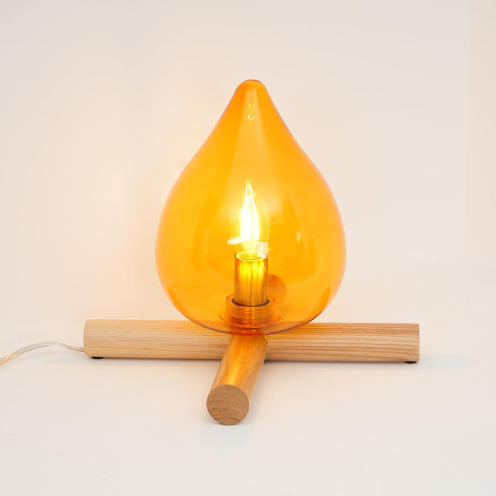 Flame-Effect Glass Table Lamp – Wooden Cross Base – View 27