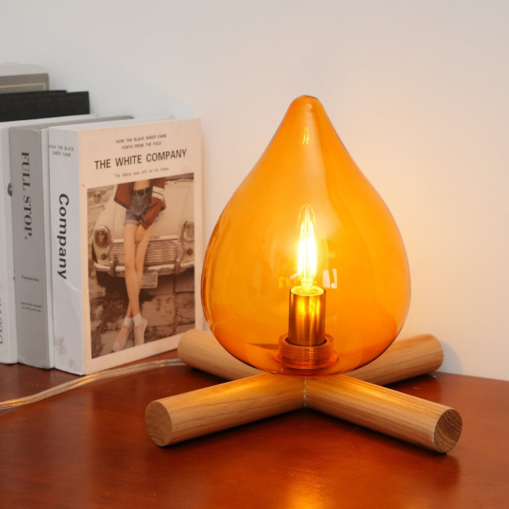 Flame-Effect Glass Table Lamp – Wooden Cross Base – View 29