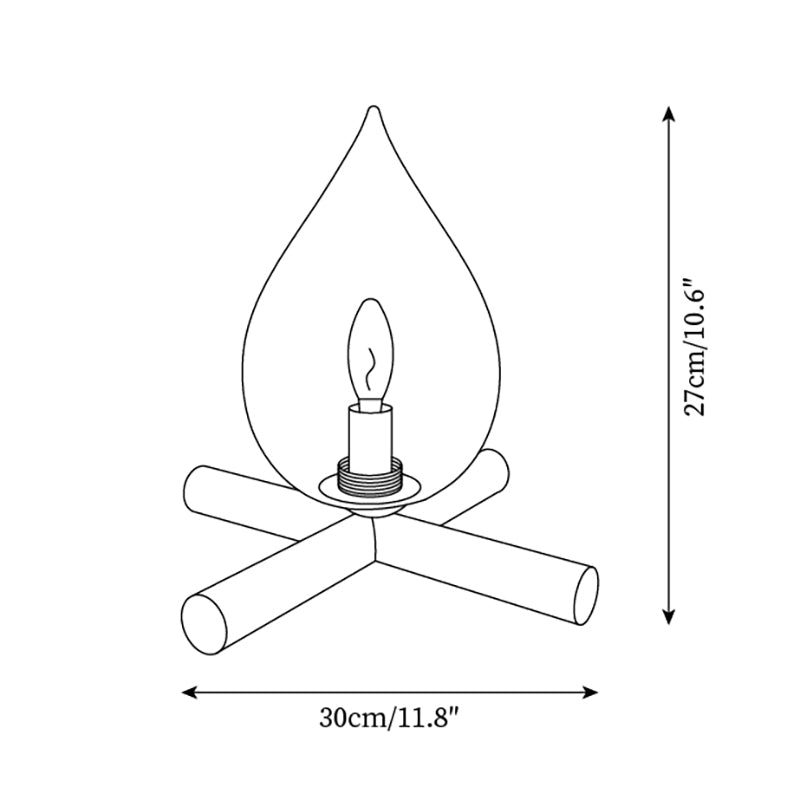 Flame-Effect Glass Table Lamp – Wooden Cross Base – View 5