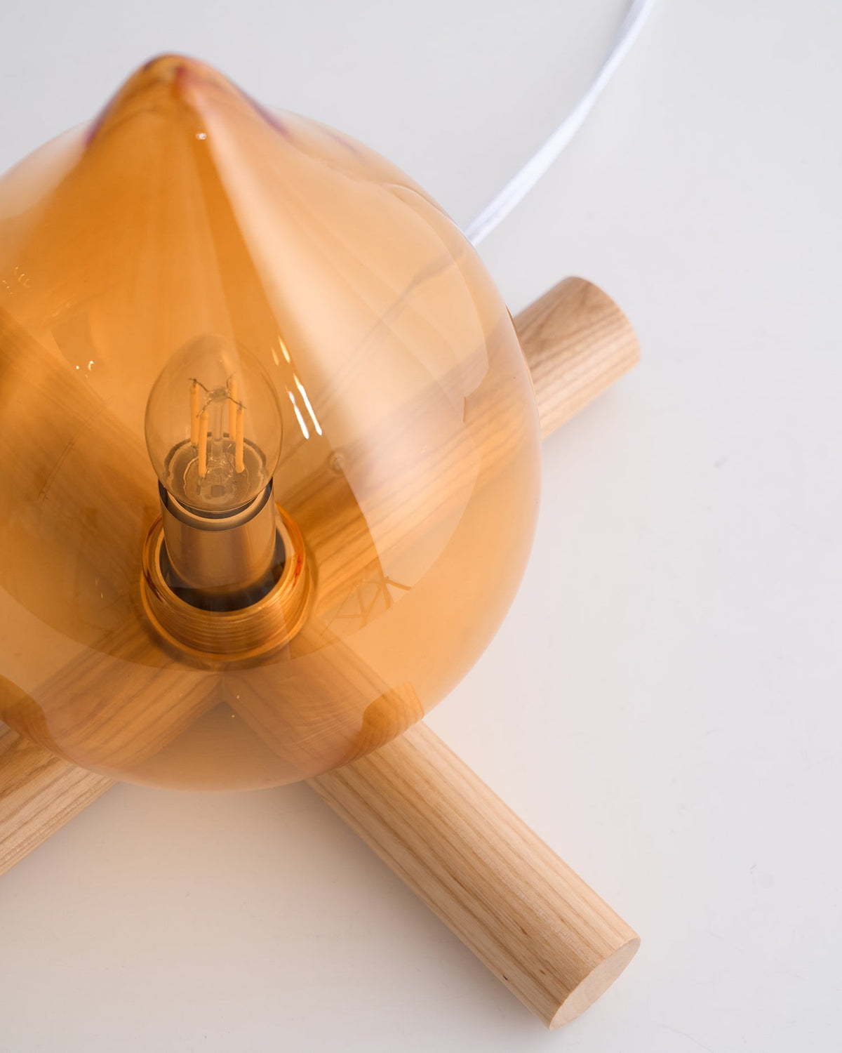 Flame-Effect Glass Table Lamp – Wooden Cross Base – View 46