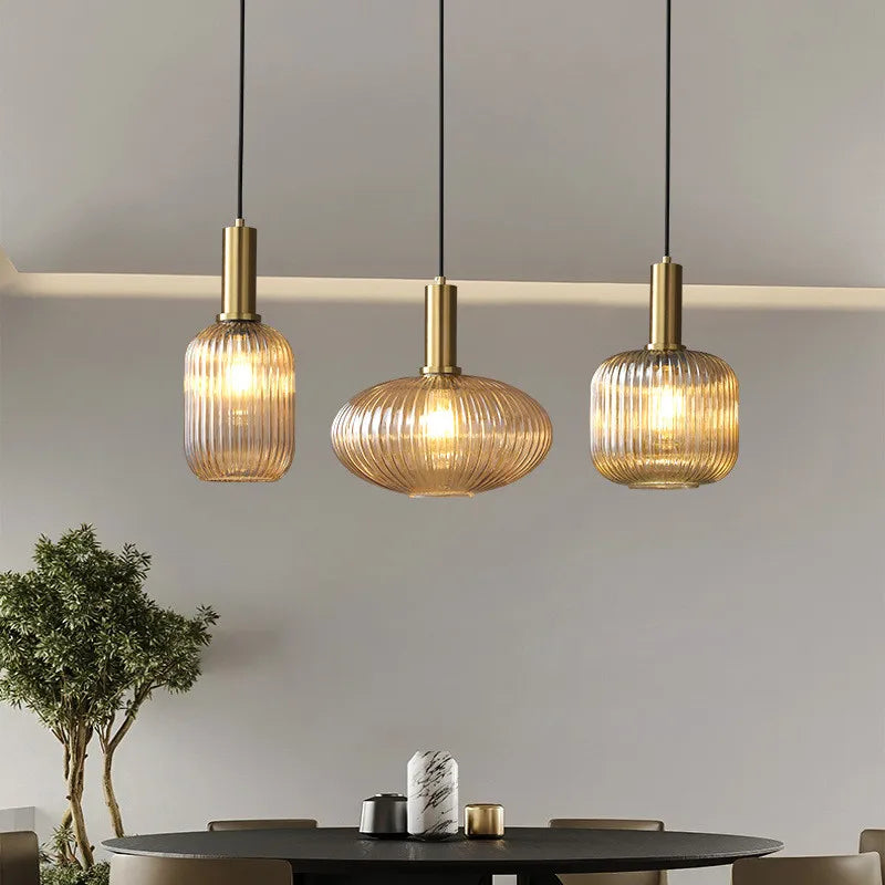 Coloured Blown Glass Pendant Light – Retro Wrought Iron Frame