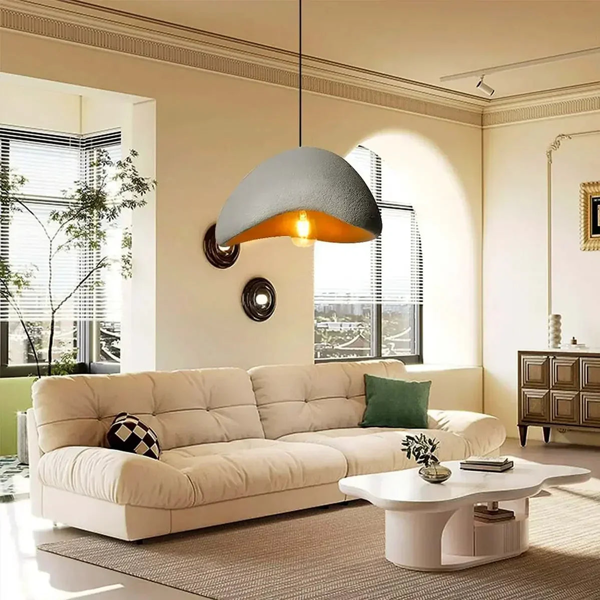 Cloud Japandi Pendant Light – Matt Textured Organic Shade