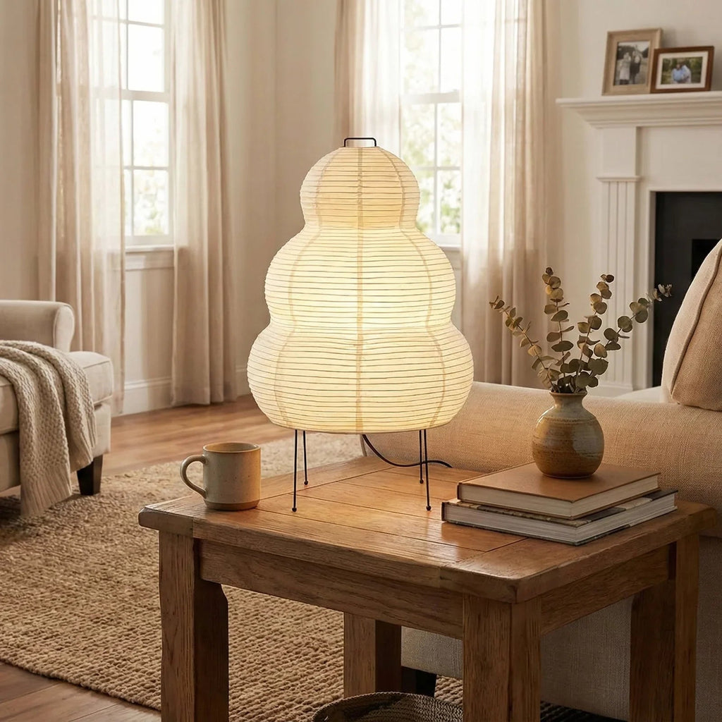 Akari Table Lamp – Mulberry Paper and Black Iron – Soft Light, E27 (ES), Ø 40cm (15.7")
