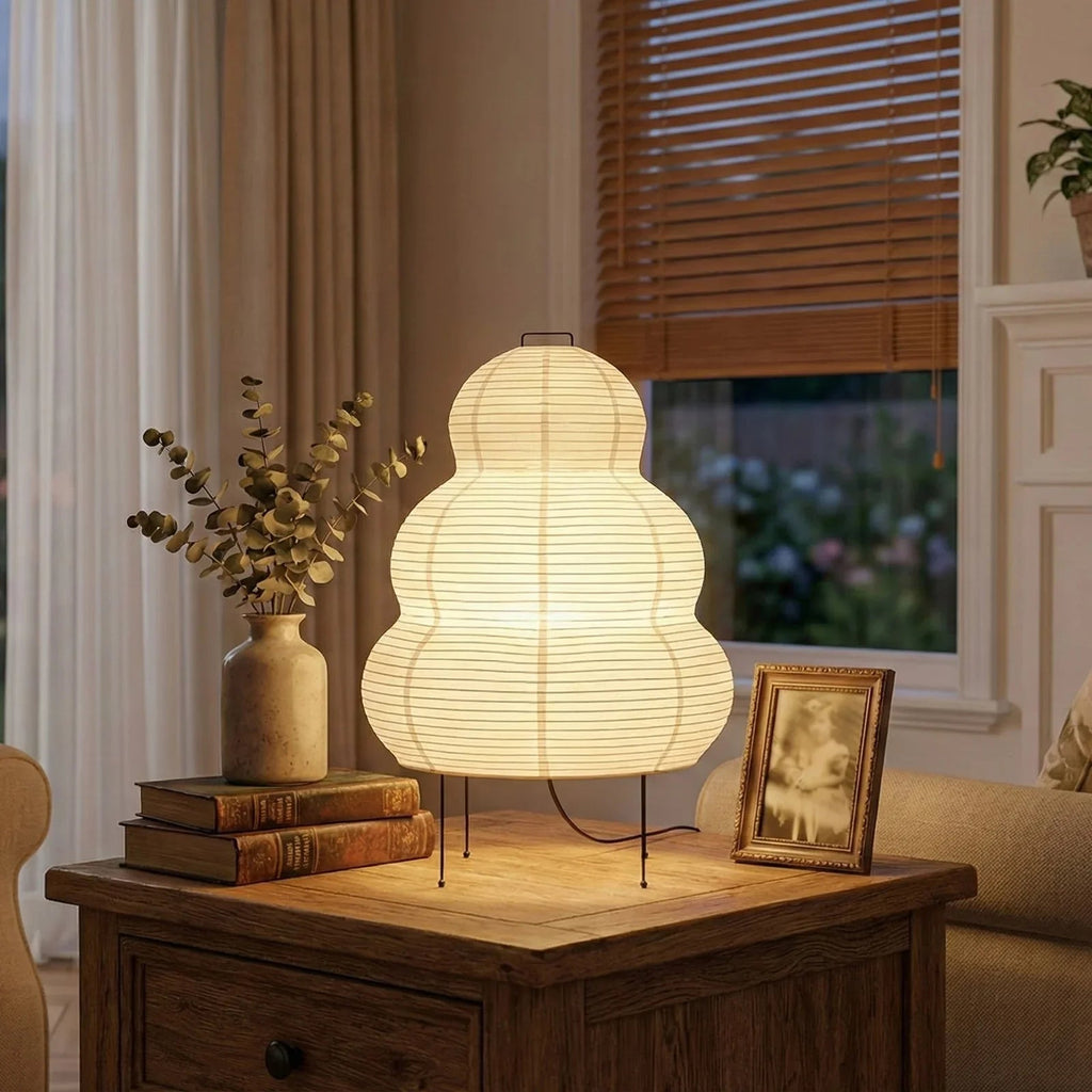 Akari Table Lamp – Mulberry Paper and Black Iron – Soft Light, E27 (ES), Ø 40cm (15.7")