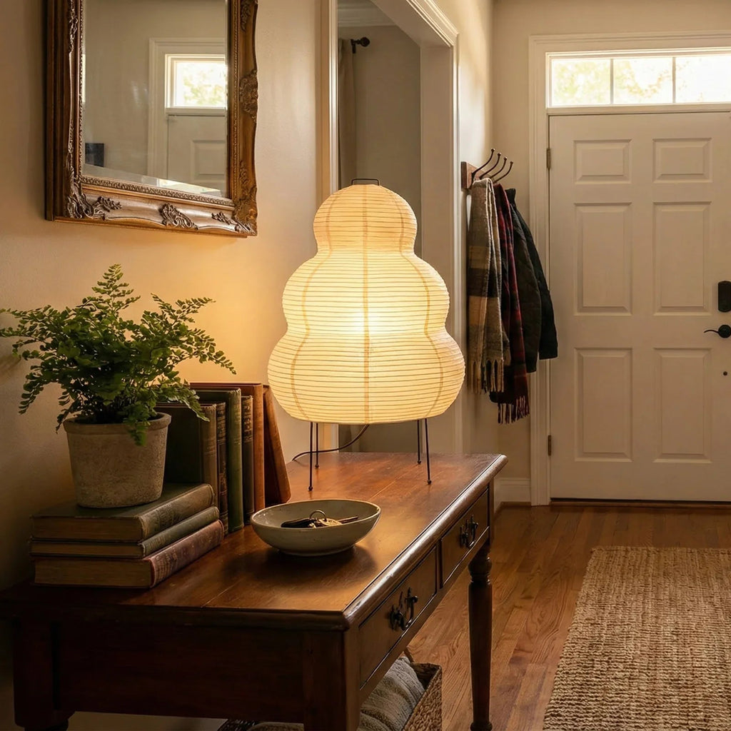 Akari Table Lamp – Mulberry Paper and Black Iron – Soft Light, E27 (ES), Ø 40cm (15.7")