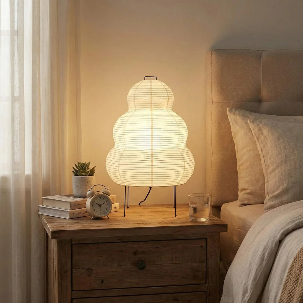 Akari Table Lamp – Mulberry Paper and Black Iron – Soft Light, E27 (ES), Ø 40cm (15.7")