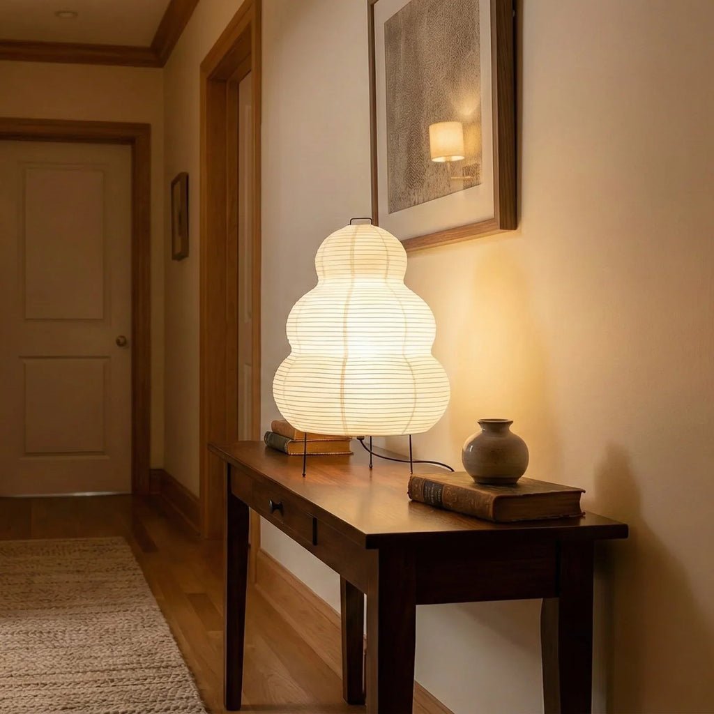 Akari Table Lamp – Mulberry Paper and Black Iron – Soft Light, E27 (ES), Ø 40cm (15.7")