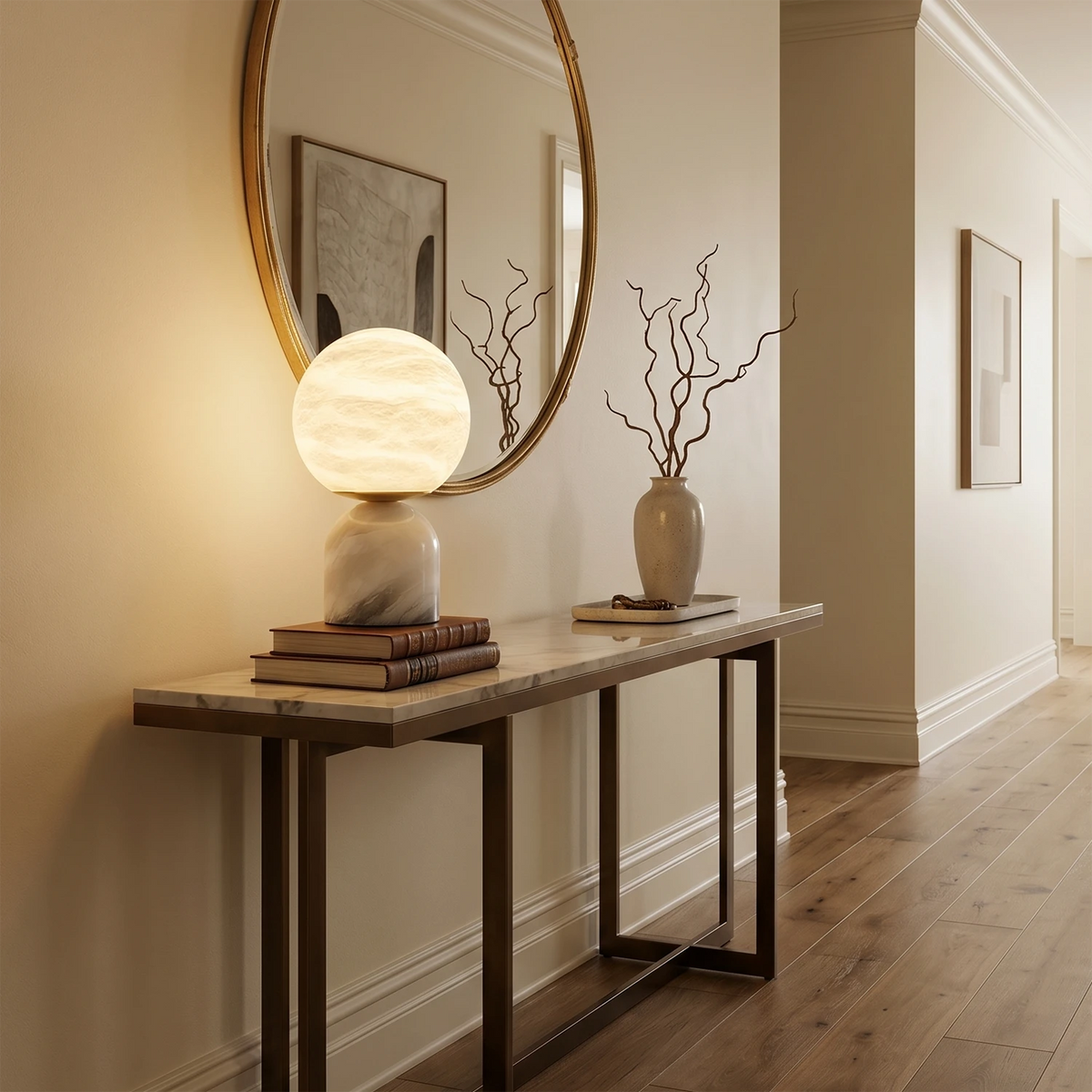 Alabastrine Alabaster Table Lamp – White Alabaster – Ambient Light, E14 (SES), H 45cm (17.7")