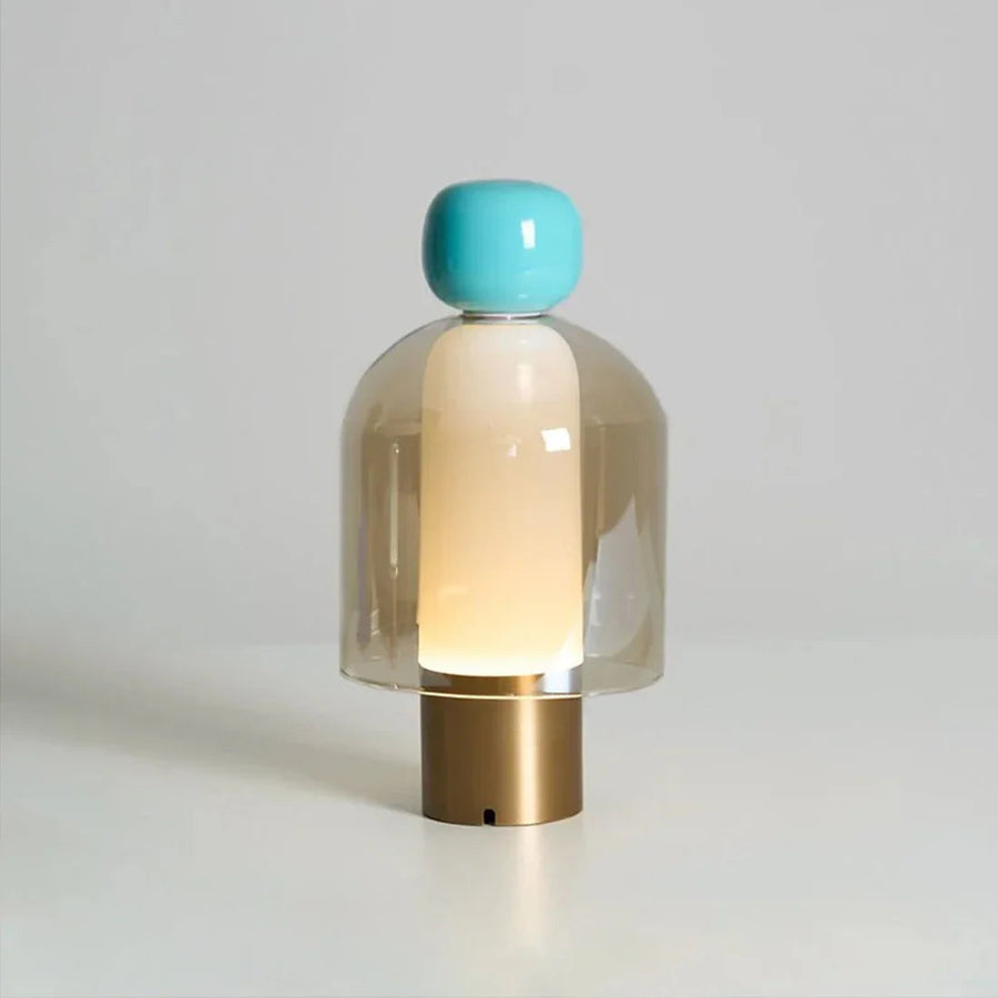 Amber Table Lamp – Blown Glass – Sculptural Design, Integrated LED, Ø 12cm (4.7")