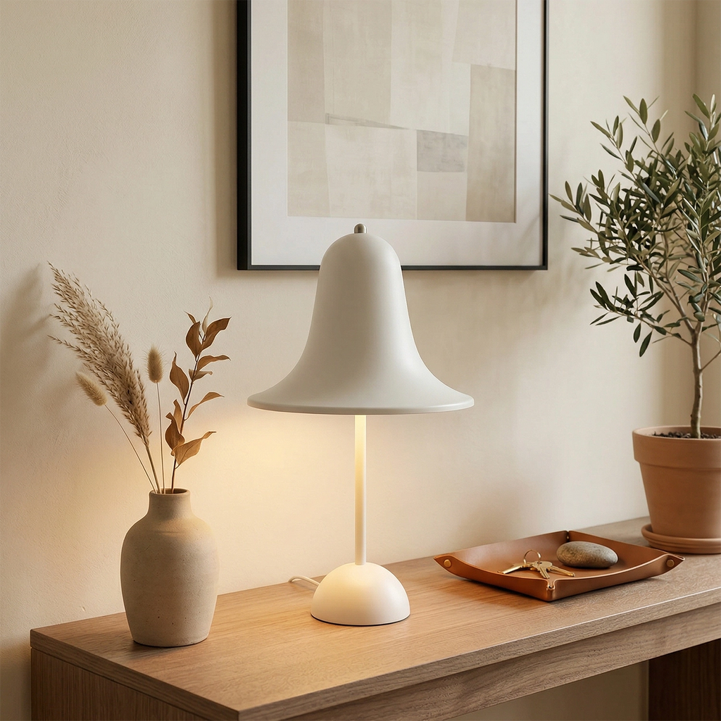 Bell Cordless Table Lamp – Matt Black Lacquered Steel – Scandinavian Design, dimmable, Ø 18cm, H 30cm (7.1" × 11.8")