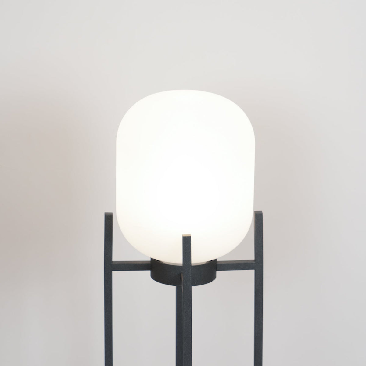 Lantern solar outdoor floor lamp in black with frosted white shade — image 43