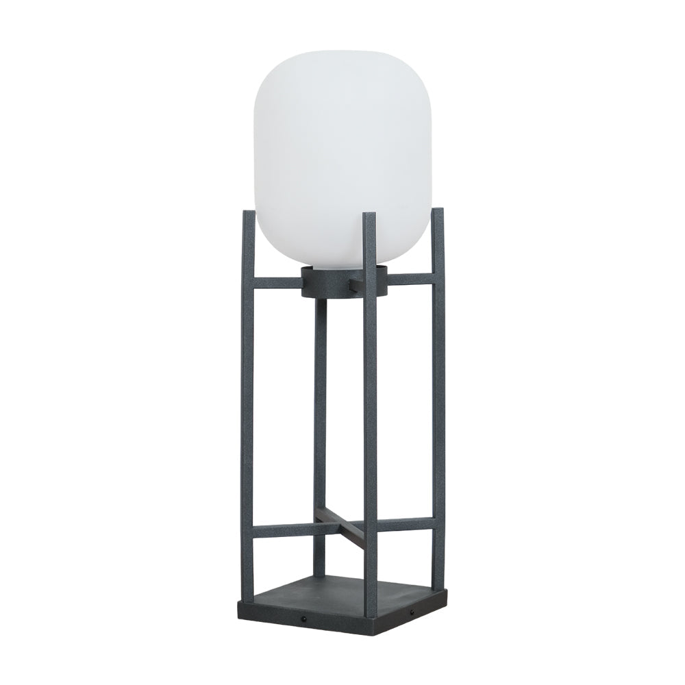 Lantern solar outdoor floor lamp in black with frosted white shade — image 40